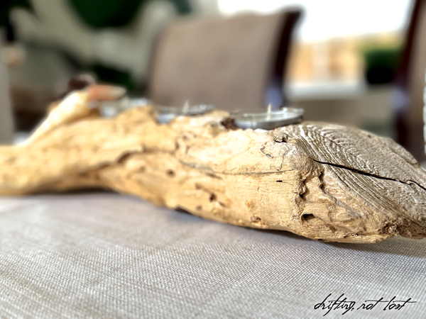 Handmade Driftwood Candle Holder w/ Seashells